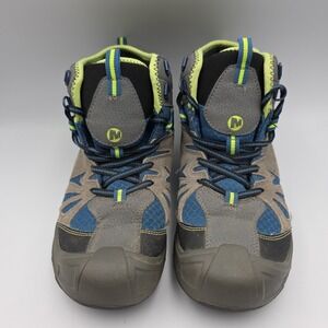 Merrell Boys Capra Mid WTPF Grey Blue Waterproof Hiking Boot Size 6W